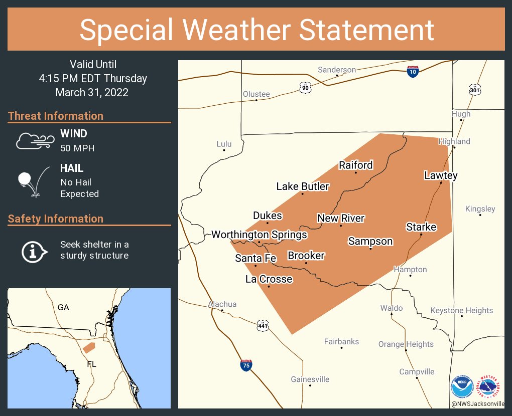 NWS Jacksonville on Twitter "A special weather statement has been