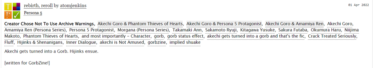atomjenkins's tweet photo. here is the fic i wrote for @gorbzine!! i had so much fun participating in this zine and everyone's pieces are so amazing 🥺🥞

akechi gets turned into a gorb. and then, shenanigans ➡️ https://t.co/SetaCFBEKn

#p5r #persona5 #goroakechi #gorb https://t.co/1ZGduehwgl