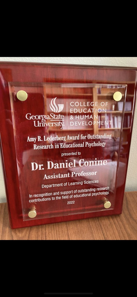 VollmerLab's tweet photo. Congratulations to lab alumni, Dr. Danny Conine, for receiving the Amy R. Lederberg Award for Outstanding Research in Educational Psychology! https://t.co/1kl3Oowgp3