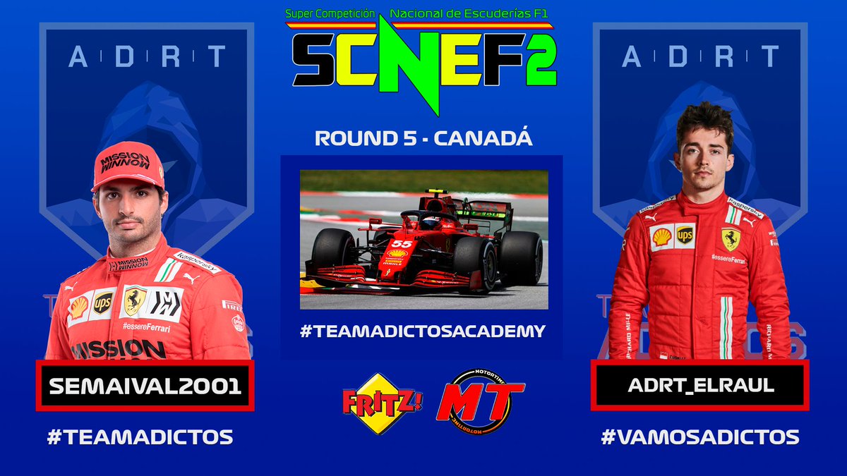 🏁#RACEDAY @F1Friendscup 🏁

-Hoy buscaremos entrar en la pelea por la zona media con nuestra dupla de oro de la #TeamAdictosAcademy:

🇪🇸<a href="/7799Raul/">raul_7799</a>🇪🇸 
🇪🇸<a href="/Semaival7/">Semaival</a>🇪🇸

-Mucha suerte en la #SCNEF2!!

#TeamAdictos #VamosAdictos @AVM_ES