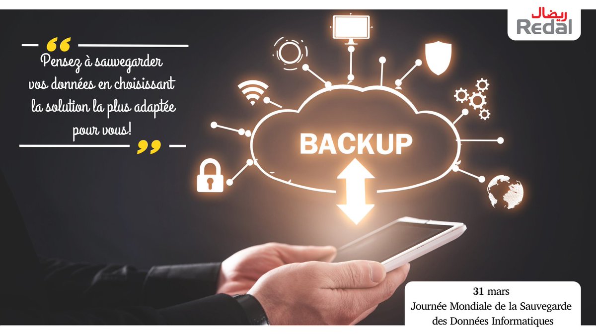 RedalOfficiel's tweet photo. [#WorldBackUpDay]
Parce que ça n'arrive pas qu'aux autres, pensez à sécuriser vos #datas essentielles en les sauvegardant de manière #Smart et en lieu sûr 
➡️A Redal, + 1000 employés travaillent déjà en mode 100% collaboratif sur #GoogleWorkPlace https://t.co/XAmMTHxIH0