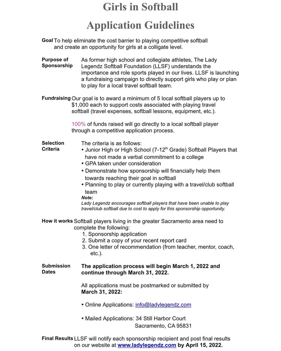 Lady Legendz Softball Foundation tweet media