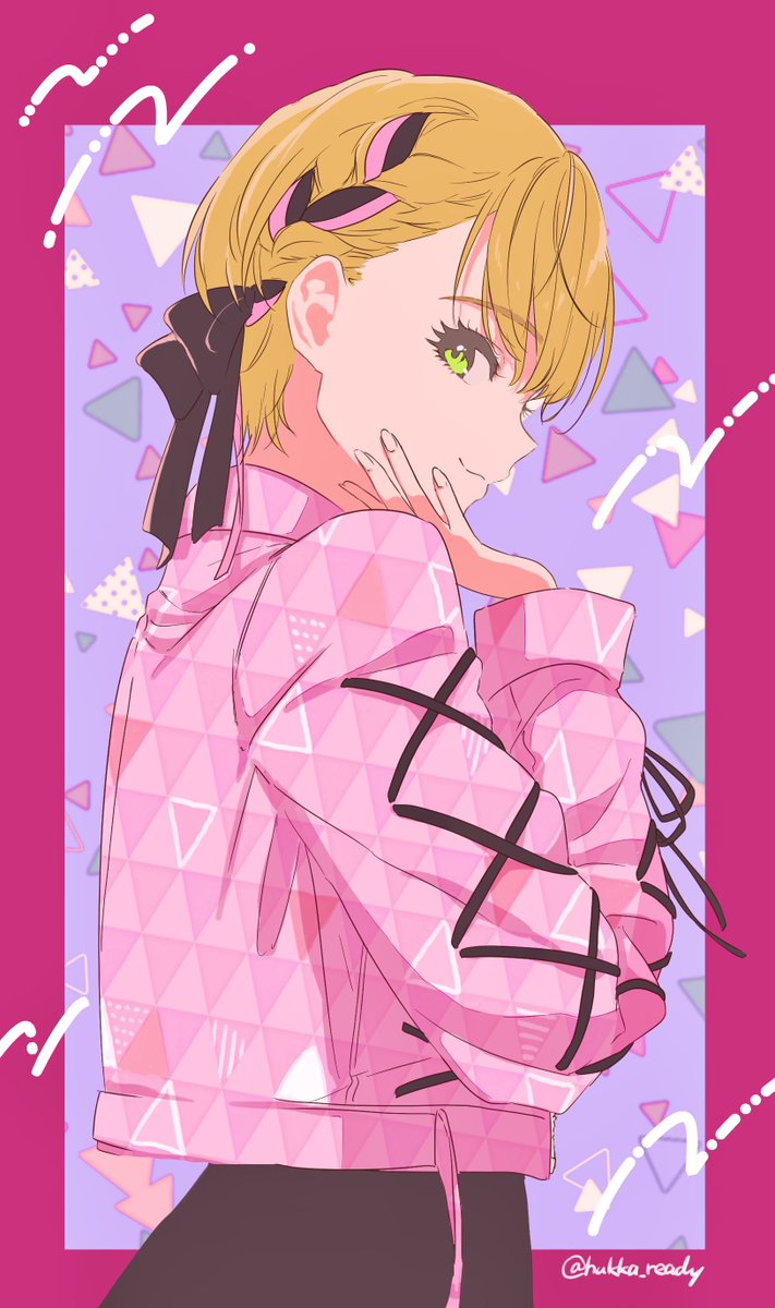 miyamoto frederica 1girl solo blonde hair green eyes short hair looking at viewer smile  illustration images