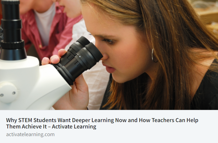 NEW BLOG POST:👉 "Why STEM Students Want Deeper Learning Now and How Teachers Can Help Them Achieve It" loom.ly/lhC6sHY #deeperlearning #activatelearning #students #NSTA22 #NGSS