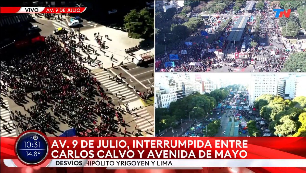 rlopezmurphy's tweet photo. El Gob. Nacional no puede ceder ante las maniobras extorsivas de los piqueteros. El Gob. de la Ciudad no puede permitir este acampe en la 9 de Julio. La avenida está tomada por vagos y planeros. Los vecinos y trabajadores no pueden circular. Nadie se hace cargo. Todo un papelón. https://t.co/x0XPkAnqT0