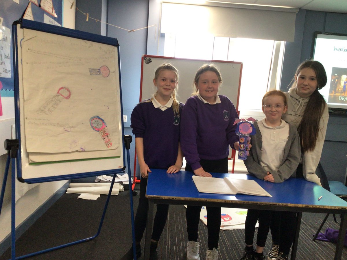 Darnley_Primary's tweet photo. P6A have been working super hard over the last week creating their own inventions. They started off making a plan, creating a model of the invention and then today some groups started to pitch their ideas to the class. 💭Excellent teamwork shown by all! ⭐️ https://t.co/sCaPBicVQt