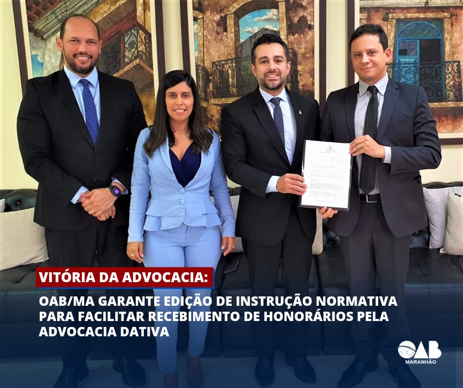 oab_ma's tweet photo. Dia de comemorar mais uma vitória para a advocacia!
A OAB Maranhão garante edição de instrução normativa pela PGE para facilitar recebimento de honorários pela advocacia dativa do estado
#conquista #vitória #oabma https://t.co/Vvz01m0Ry5