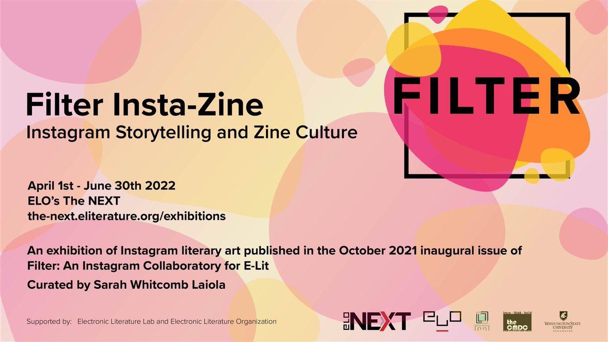 ELitLab's tweet photo. Women’s History Month 22: On this last day of our celebration of women’s accomplishments during Women’s History Month, we invite you to visit Sarah Whitcomb Laiola’s exhibition, "Filter Insta-Zine” opening Friday at The NEXT, ELO’s virtual museum/library/preservation space #whm22 https://t.co/4kU2sFOouN