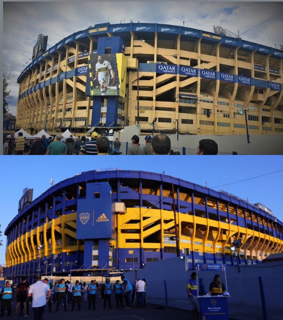 FilialHaedo's tweet photo. Así esta quedando la Bombonera y sus pasillos. 
Con Amor y Trabajo cada día más Linda 💙💛💙 https://t.co/AjpmVK0fkb