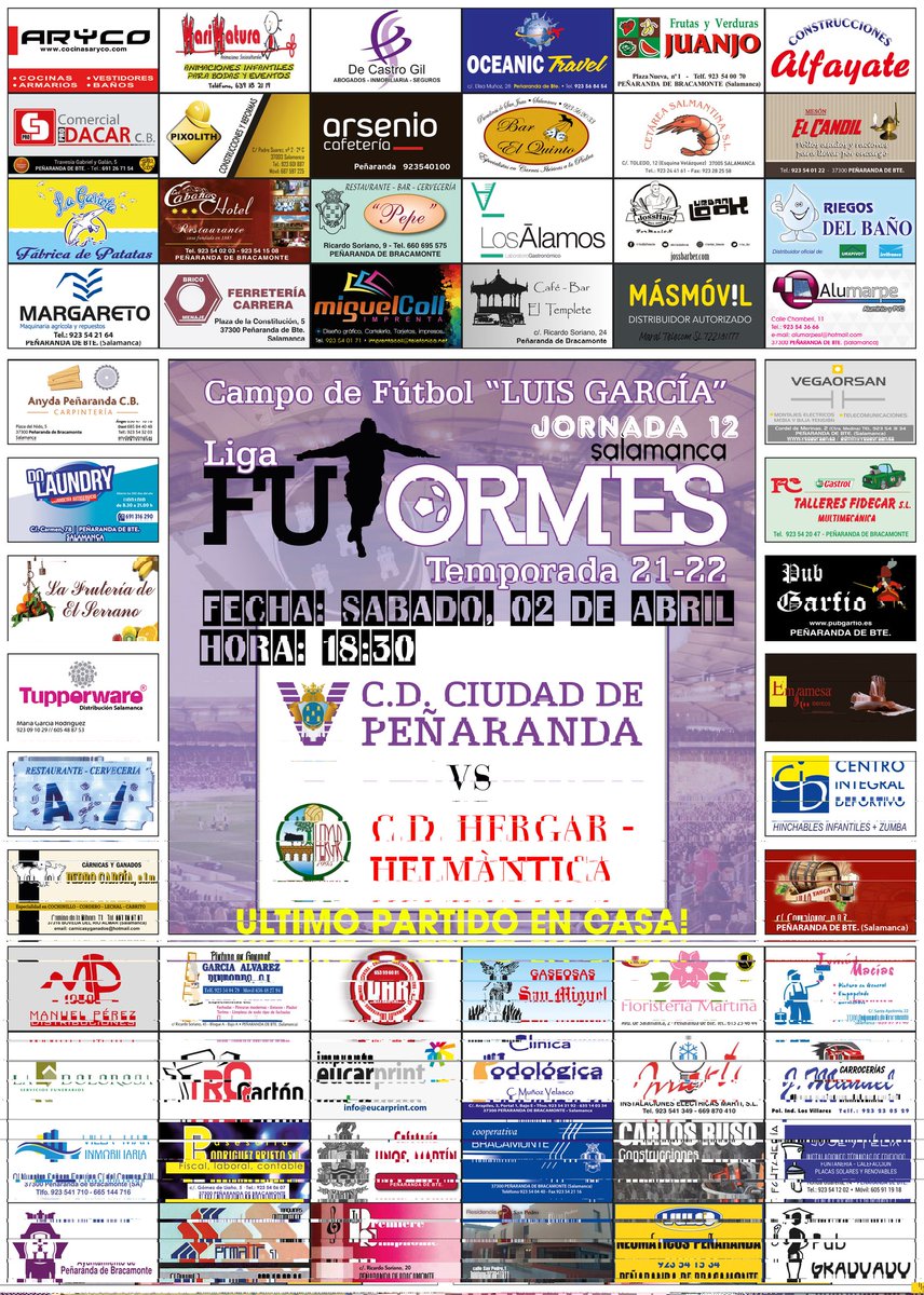 CDCPENARANDA's tweet photo. @cdciudadpenaranda VS @cd_hergar 

1 División @futormes 

📅SABADO 2 
⌚18:30
🏟️CAMPO DE FÚTBOL "LUIS GARCÍA"

ÚLTIMO PARTIDO DE LIGA EN CASA 

VEN APOYAR AL EQUIPO
@AytoPenaranda https://t.co/wnlw0fyina