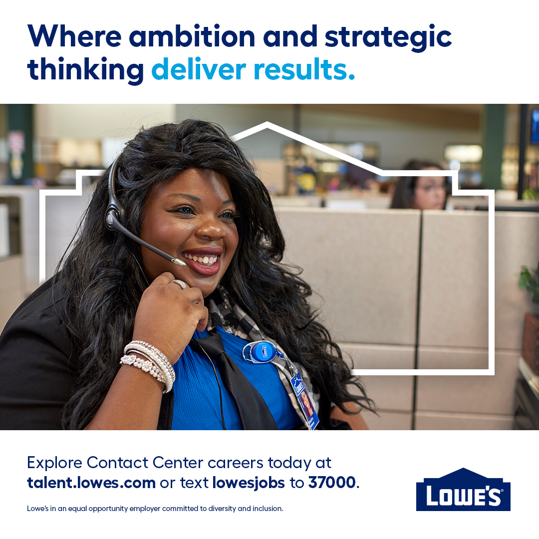 Our Contact Center associates help ensure customers achieve their home improvement goals by providing great experiences via phone, email, and chatlines. Check out this opportunity to advance your career by texting lowesjobs to 37000 or visit talent.lowes.com #LowesCareers