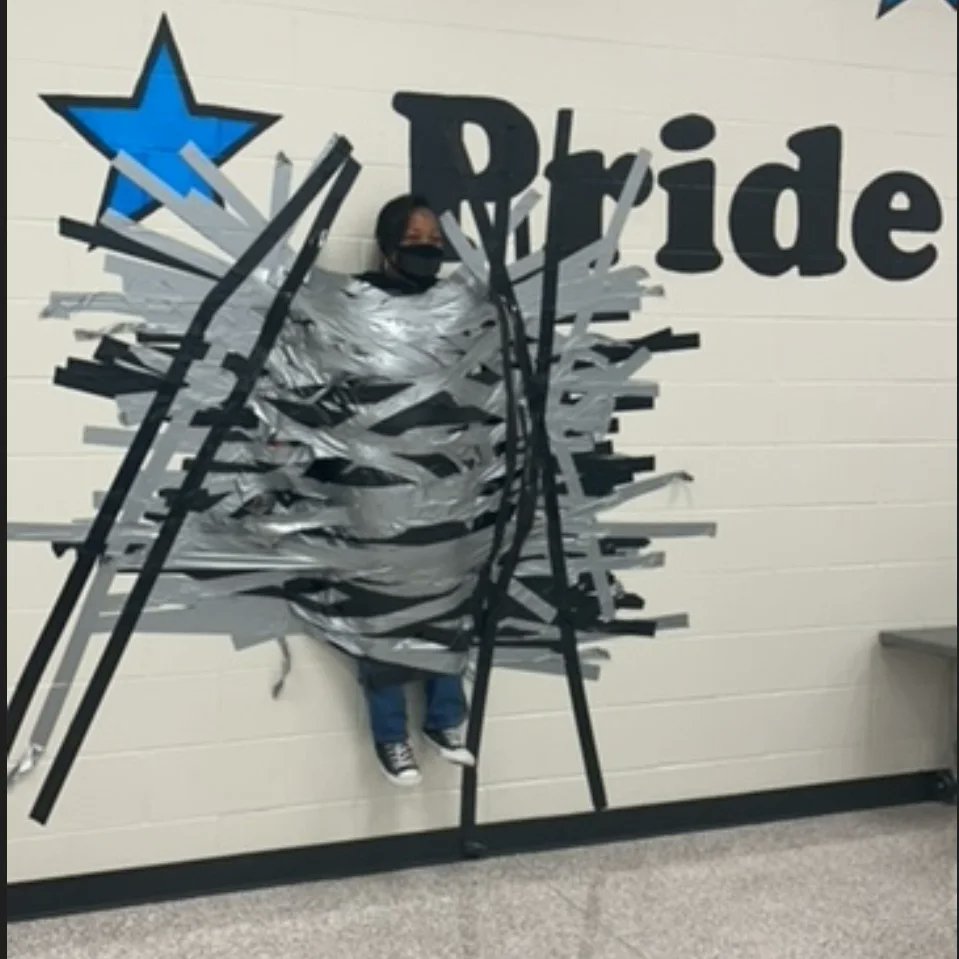 Partee_PTA's tweet photo. When we met last year's Boosterthon goal, our principal, Mrs. Clowers, was taped to the wall! If we reach our goal this year, Mrs. Clowers will get SLIMED! https://t.co/bUMgNQJOAU https://t.co/mRYnUUNau4
