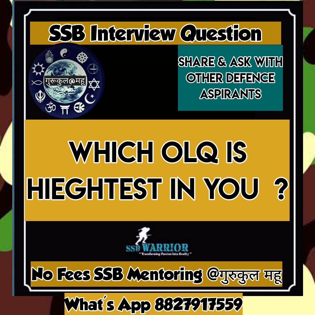 MajorSaurabhSh1's tweet photo. "ॐ #NoFeeSSBCoaching #Interview #Questions - 1200 Plus SSB Selection through One to One Online Mentoring.
Whats App @8827917559 for No Fee SSB Coaching ॐ
#Astrology #Astronomy #Psychology #SSB #IndianArmy #JoinIndianArmy #GirlsNDA #GirlsArmy https://t.co/dyjMKSXeiR
