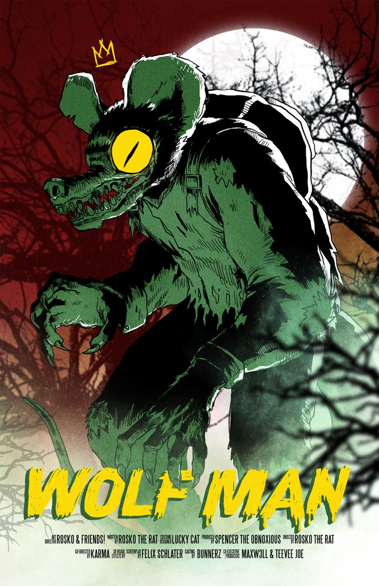 officecreative's tweet photo. Now the proud owner of this Rosko Wolfman "movie" poster 👻 by the amazing @felixschlater 😍 @RoskoFriends https://t.co/HS0S1UKjEP
