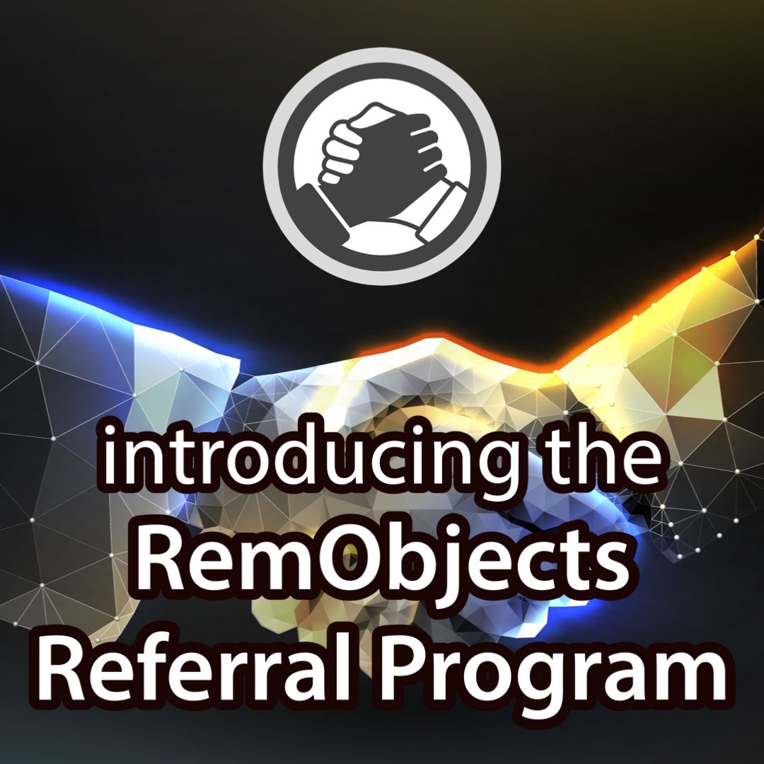 RemObjects's tweet image. What if you could save money on your RemObjects Software product licenses when referring others to check out the products you use and love every day?
Introducing the RemObjects Referral Program!
blogs.remobjects.com/2022/03/31/int…