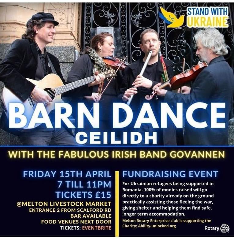 MeltonRotaryEnt's tweet photo. Not long now! Join us for an evening of fundraising &amp; Ceilidh, with the fabulous Govannen at our next event on 15th April #melton #charity #fundraising #livemusic. Tickets can be booked as 👇 

https://t.co/J4xnpavtoC https://t.co/rS1n1Jv7r6