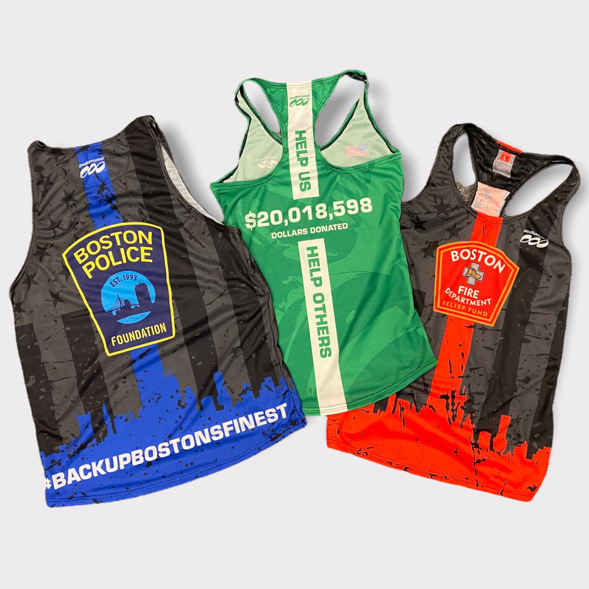 FMPProductions's tweet photo. It's Singlet Season! 

We're ready to see our marathon teams cross the finish line on Boylston in just a few short weeks! Make sure to cheer on the @BostonPoliceFnd, @bfdrelief, and @GHillFoundation runners when you see them on Marathon Monday! https://t.co/FsJW2h5EF7