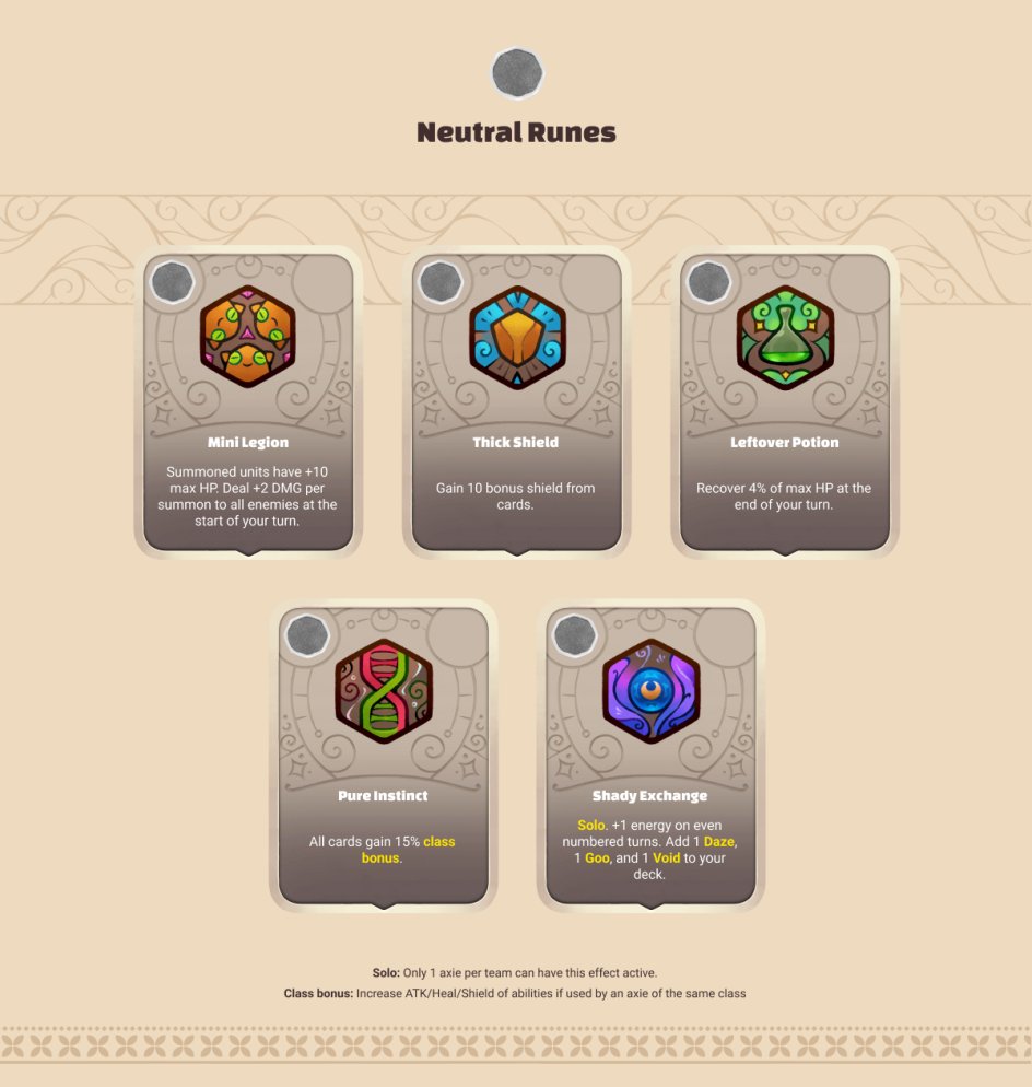 These runes and charms can be used by any Axie regardless of class ...