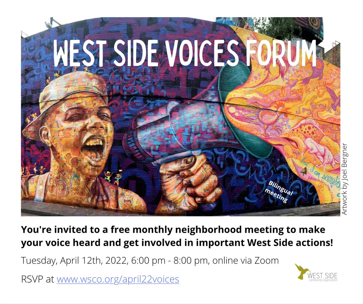 Hey West Side! You're invited! RSVP: wsco.org/april22voices #WestSide #SaintPaul #WestSideStrong #WestSideProud #neighborhoodmeeting