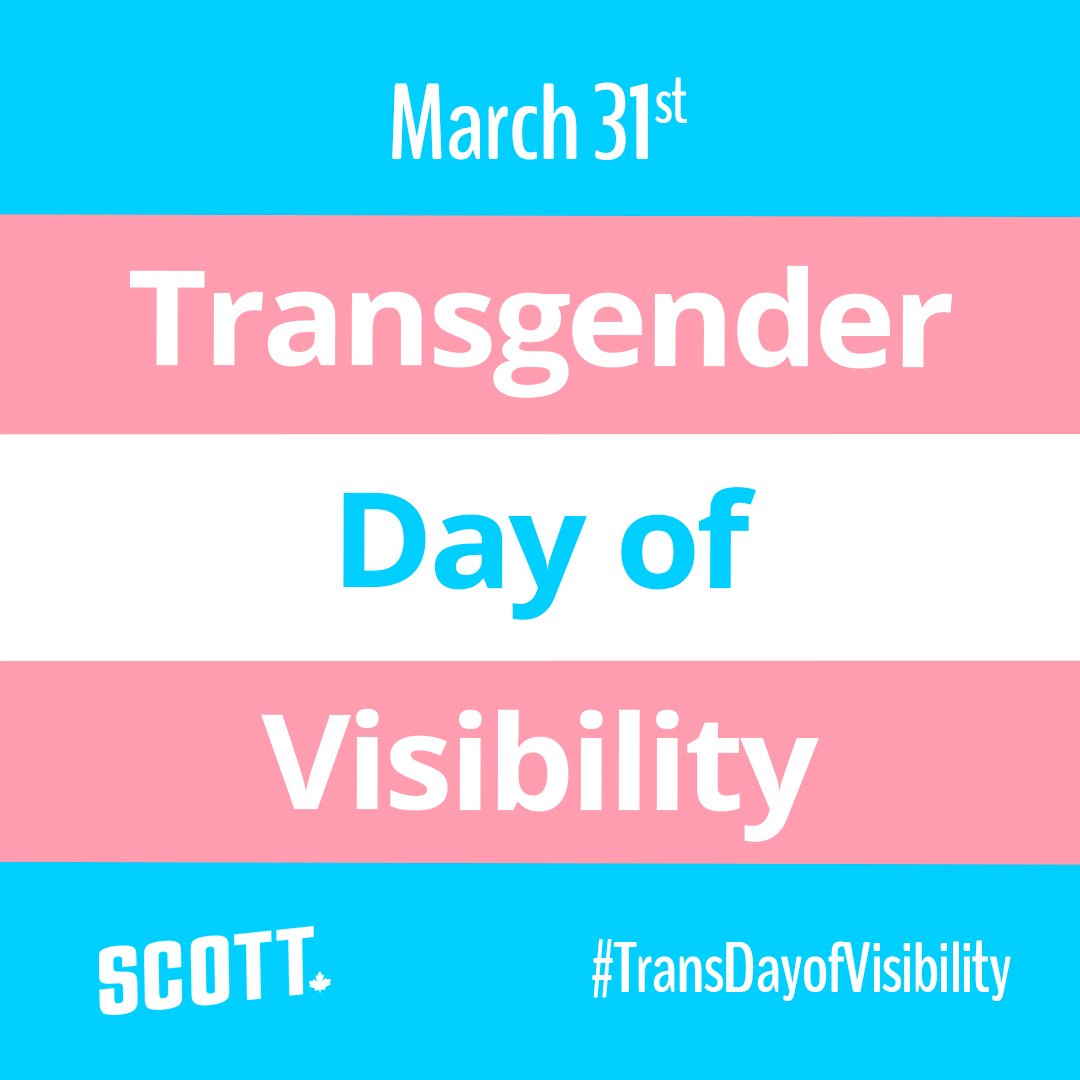 ScottAAitchison's tweet photo. Today is #TransDayOfVisibility — while laws have improved over the years, we need to do more to end the discrimination trans Canadians still face. 

We see you. We respect you. And we join you in overcoming the struggles for equality. https://t.co/ZpCAVc9mY0