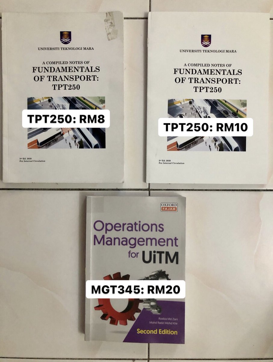 khaismail01's tweet photo. Hello guys! Yang mana tengah cari buku especially for student UiTM in this subject, boleh roger ye😉 Price exclude postage ye🙌🏻
- MAT112
- TAC101
- MGT162
- ACC106
- ECO162/ECO211
- QMT181
- TAC151
- MKT243
- TPT250
- MGT345
- LAW299 https://t.co/73MLqFDBfk
