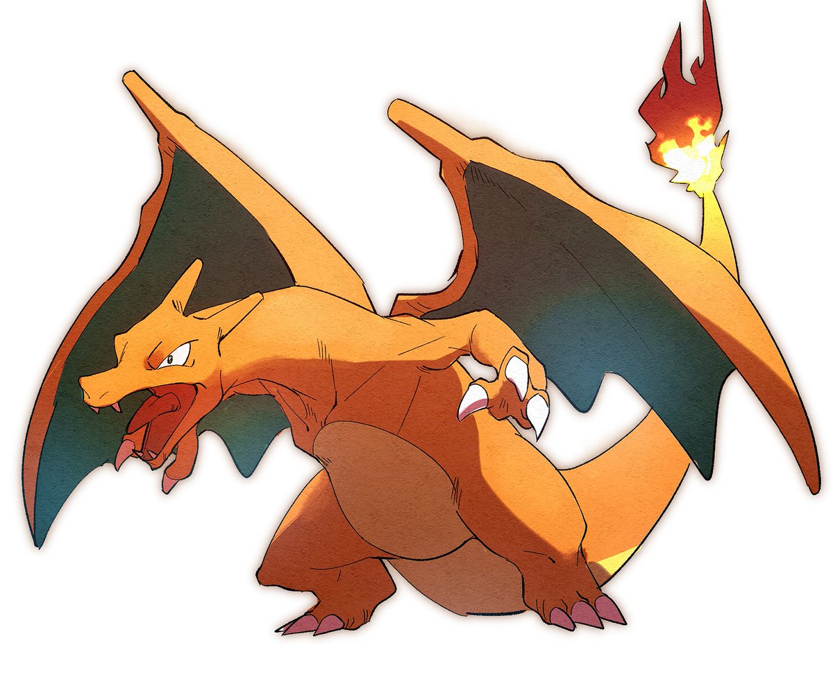 charizard flame-tipped tail pokemon (creature) no humans claws solo fire open mouth  illustration images