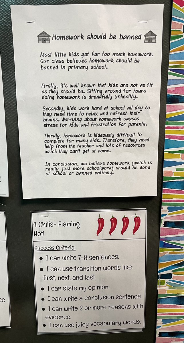 misssriddle's tweet photo. Ss co-constructed our opinion writing progressions today! They looked at each piece of writing and wrote down what they noticed. We discussed and created our writing chilis 🌶 @KBElementary #lpsleads https://t.co/w7gz3cV5Yu