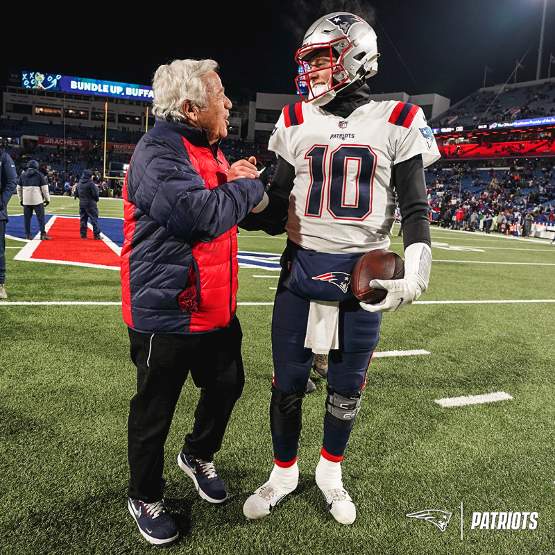 Patriots's tweet photo. "I'm very happy with what I've seen, but this is a big year."

Robert Kraft looks forward to @MacJones_10's second year in New England: https://t.co/kQuNyhuntn