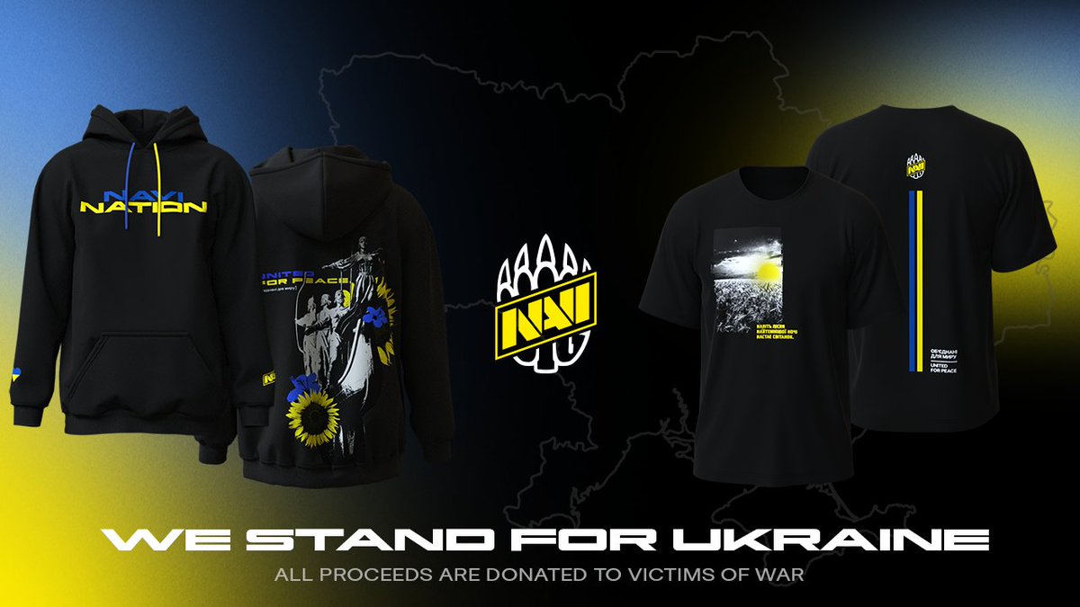 Together with our partners from @BIGCLANgg in Germany, we are launching a clothing line for all NAVI fans who want to support Ukraine. The money from every sale will be sent to the account of the National Bank of Ukraine for humanitarian purposes. navi.bigclan.shop