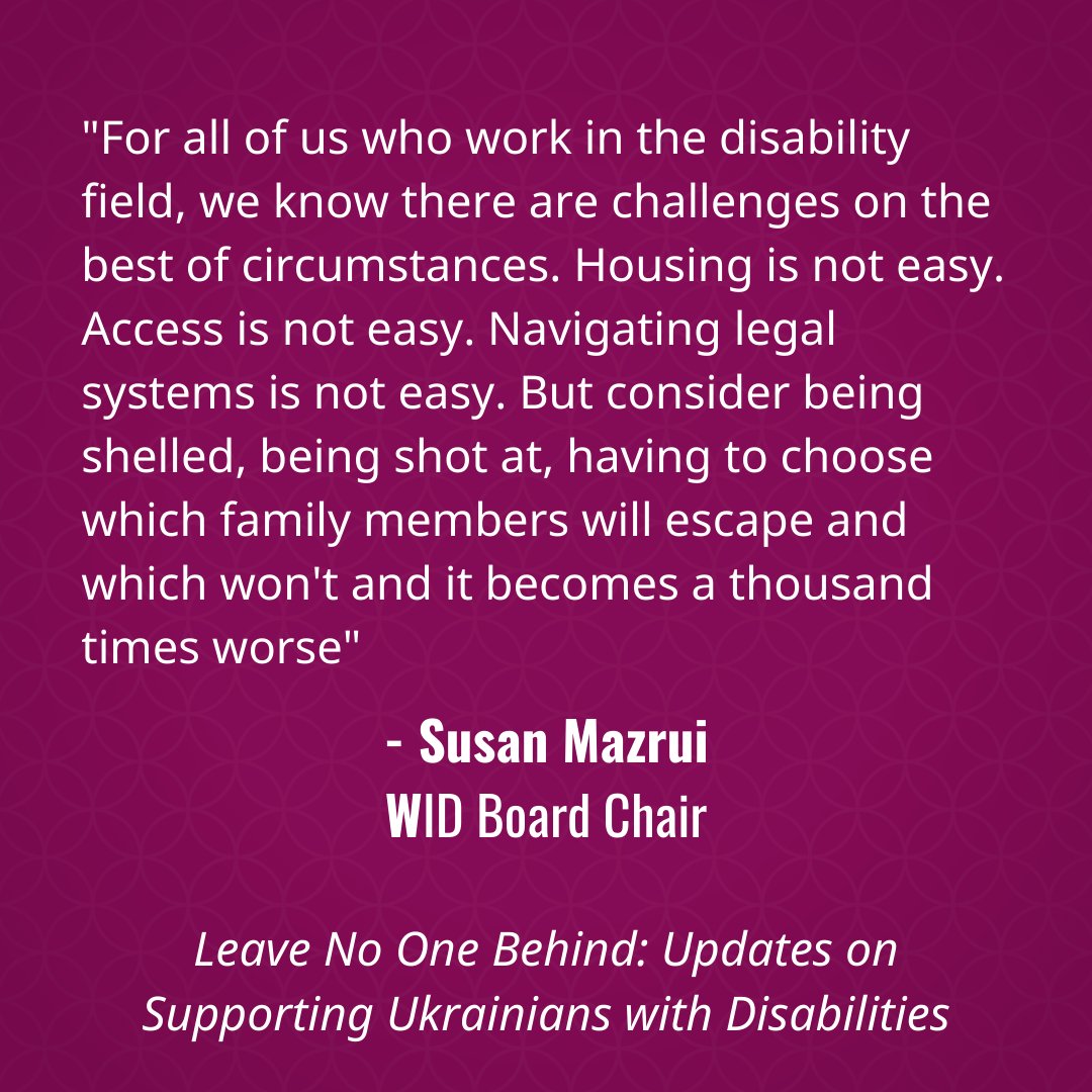 DisabilityGADRA's tweet photo. Powerful remarks from @WID_org Board Chair, @SPMazrui at our Leave No One Behind: Updates on Supporting Ukrainians with Disabilities webinar. #DisabilityDisasterAlliance https://t.co/FpFWHQO5hl