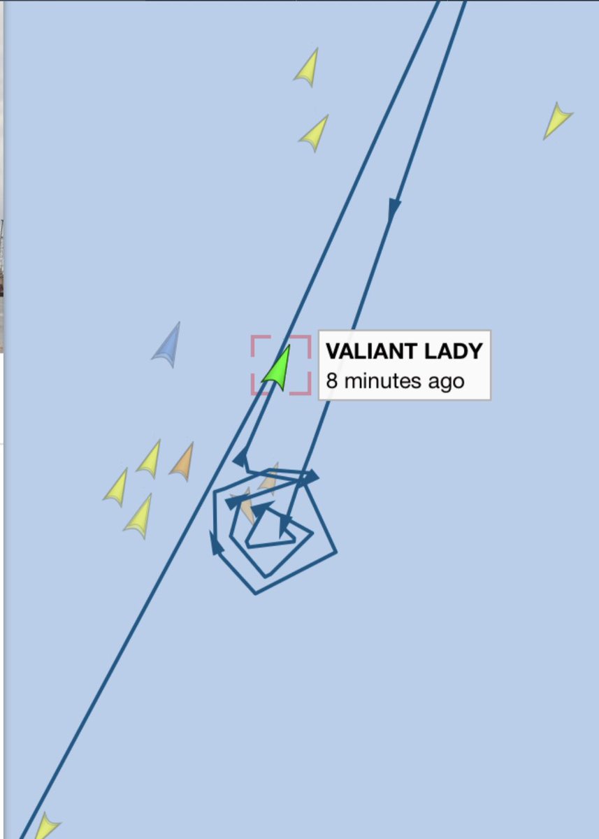 lawrysimm's tweet photo. @angelfire_x @VirginVoyages Looks like we are back onto our original course. We were last at this position 14 hours ago which may give an indication how far delayed we are. https://t.co/hf2k71bmlW