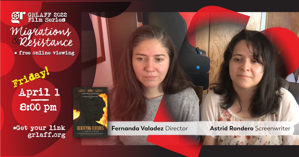 grlaff's tweet photo. TOMORROW AT 8PM! ""Identifying Features" a film by #FernandaValadez at @GRLAFF 2022 Migrations &amp; Resistance #film #series >> April 1, Livestream at 8:00 pm / VOD April 1, 2, &amp; 3, 2022
Register to get your online free screening link https://t.co/Kmt55VehC6 https://t.co/AjBkpdBliS