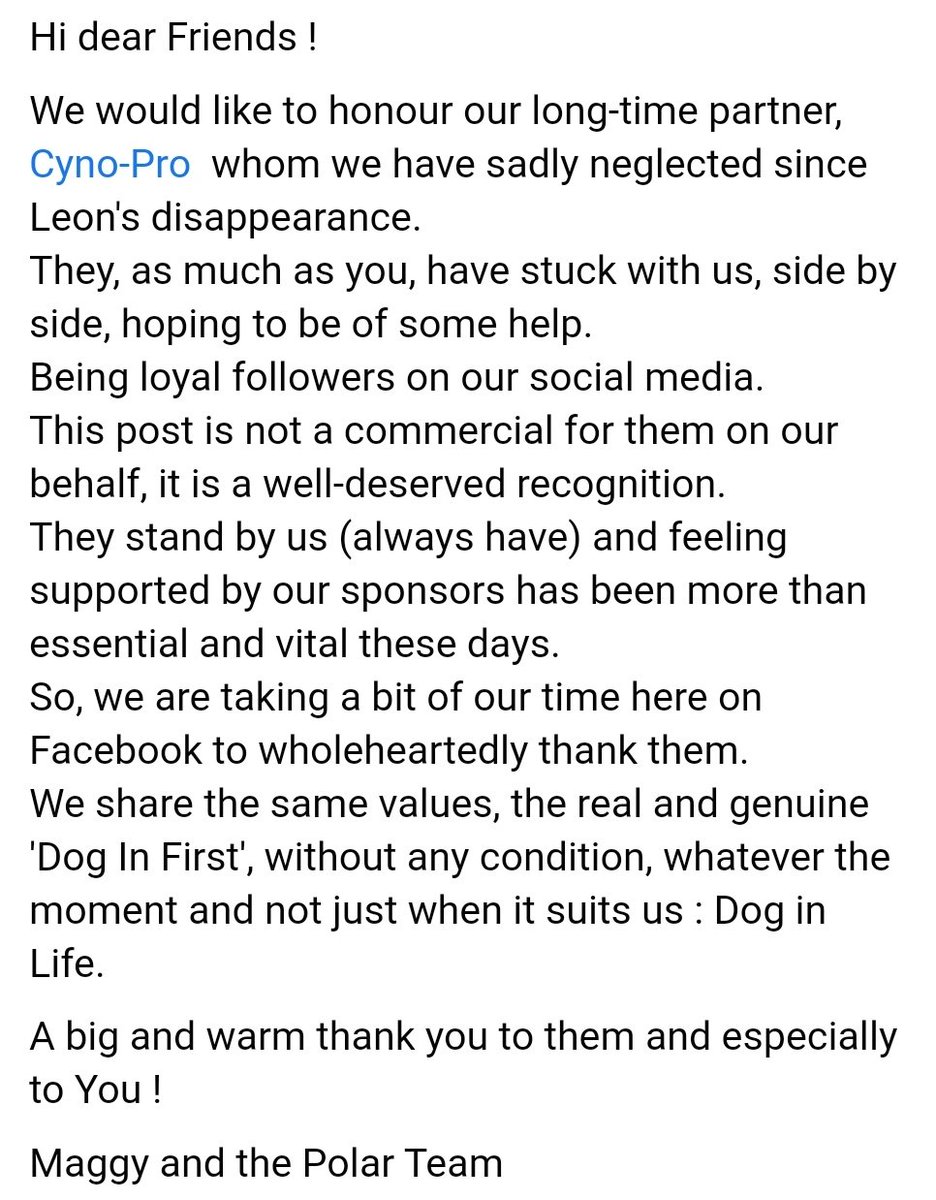 seblemusher's tweet photo. Dear all,

We would like to honour our long-time partner Cyno-Pro.

https://t.co/pzqd4ToUGI

#doginfirst https://t.co/C5UTNIGl8J