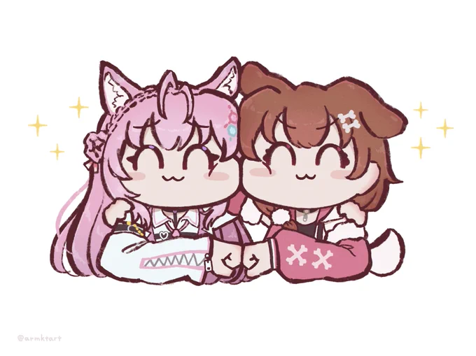 いぬいぬの絆!✨🧪🤜🤛🥐✨
#ホロいぬいぬ #できたてころね #こよりすけっち 