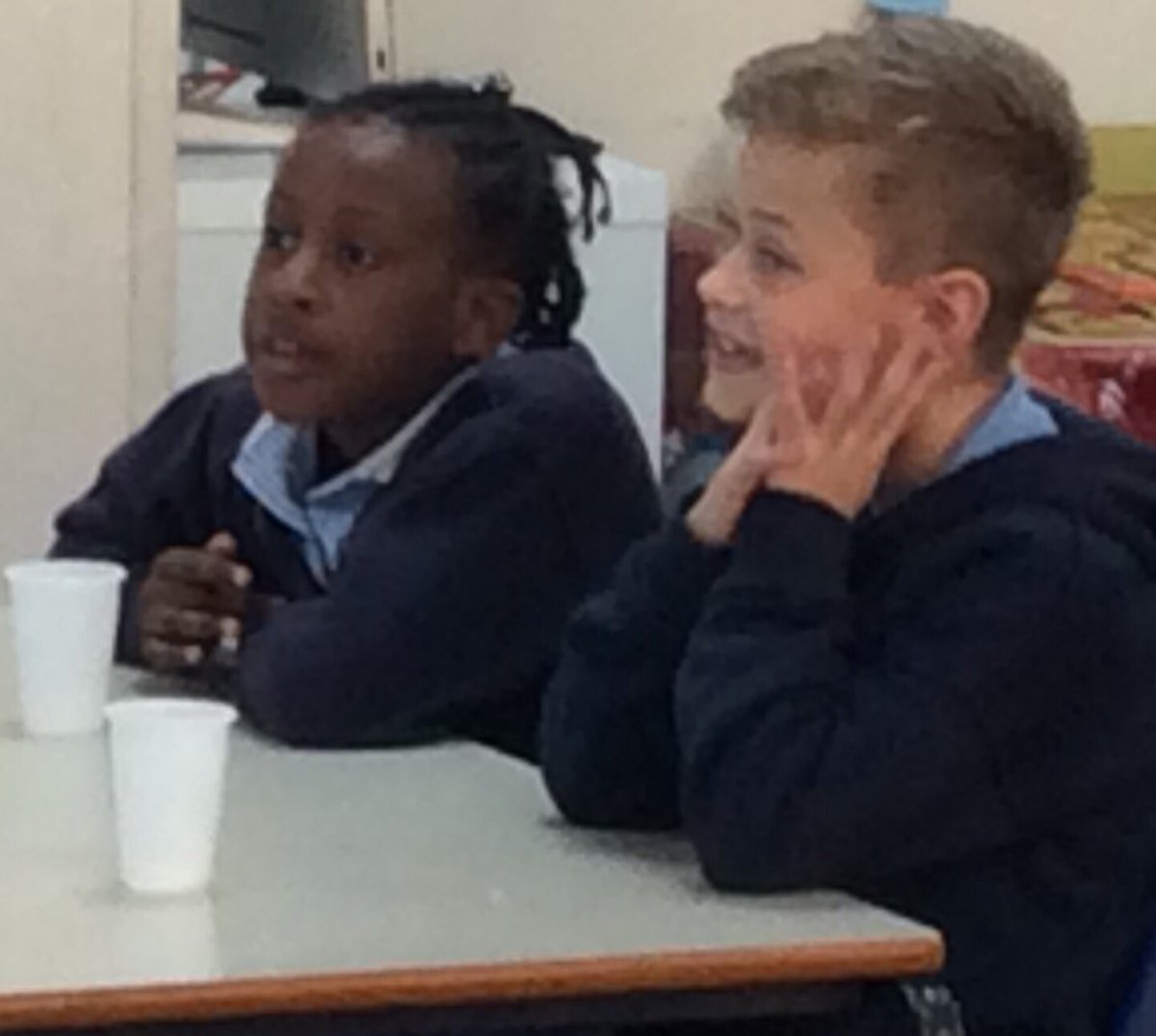 StBernardsep's tweet photo. Team 3 proudly watched their dance performance video. We had a class premiere to watch the video. They liked watching what the other schools created. Thank you to Cheshire Dance for a wonderful project. #stbPE @cheshiredance https://t.co/zblacQRXbV
