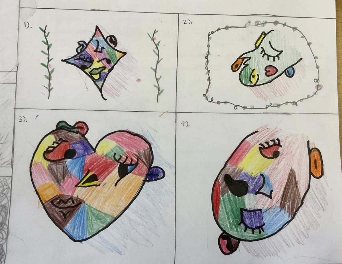 cwp_cleddau's tweet photo. We have used our superb artistic skills, combined with our research of cubism, to plan our own cubism portraits! 🖼 🎨 #ExpressiveArts @cwprimary https://t.co/ZlVgX11GWc