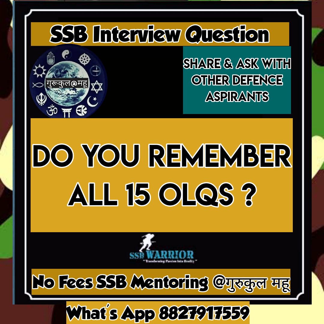 MajorSaurabhSh1's tweet photo. "ॐ #NoFeeSSBCoaching #Interview #Questions - 1200 Plus SSB Selection through One to One Online Mentoring.
Whats App @8827917559 for No Fee SSB Coaching ॐ
#Astrology #Astronomy #Psychology #SSB #IndianArmy #JoinIndianArmy #GirlsNDA #GirlsArmy https://t.co/ejMtqZBtlu