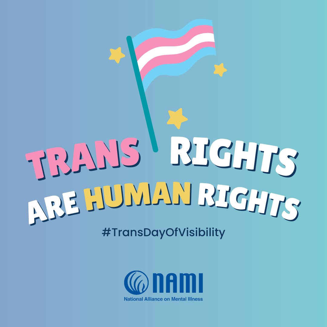 NAMICommunicate's tweet photo. Let's say it all together: "Trans Rights Are Human Rights!" #TransgenderDayofVisibility https://t.co/oFvcQHbXuW