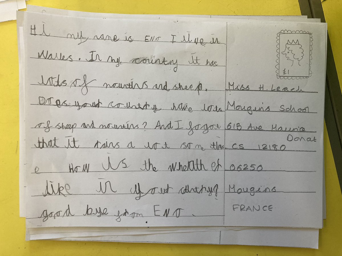 SullyPS's tweet photo. We are excited in #SPSyear2 to have written our postcards about where we live. They’re ready for posting to the Mougin School in the South of France! #SPSinternational #SPSLLC #SPSMFL #SPSambitiouscapable https://t.co/4oYu3BQ9pq