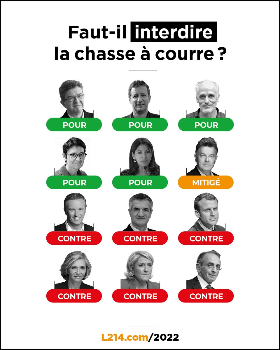 Faut-il interdire la #chasse à courre? 
Réponses des candidat-e-s à l'élection présidentielle👇

Pour en savoir plus 👉politique-animaux.fr