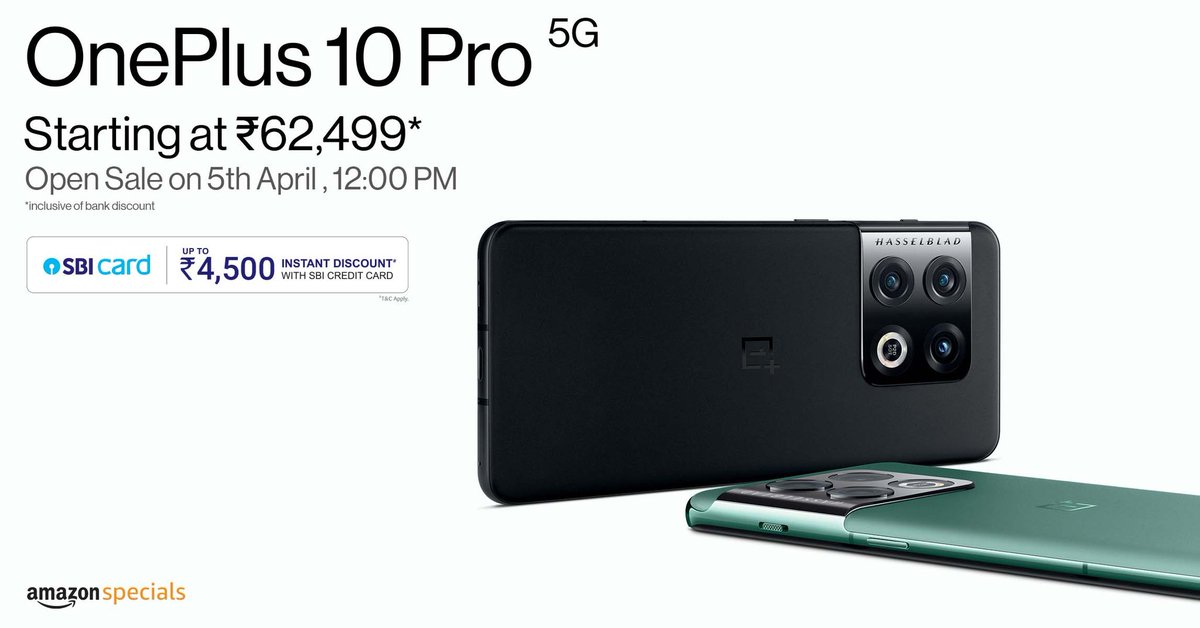 fulltime_techie's tweet photo. OnePlus10Pro Powered by 🧠Snapdragon 8 Gen1 Launched Globally!

📱 6.7" 120Hz LTPO 2.0 AMOLED
📸 48MP+50MP+8MP Rear | 32MP Front
🔋5000mAh | 80W | 50Wwireless
◼️Android 12
🔊Dual speaker
⚖️200g

💶 From,
₹66,999
$899
€899

#OnePlus10Pro #OnePlus https://t.co/J5mNn8aaZQ