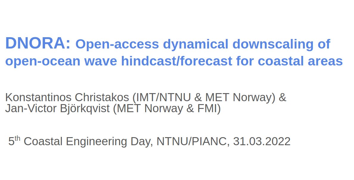 KonstantinChri's tweet photo. From today's presentation of #dnora by me and @JVBjorkqvist at 5th Coastal Engineering Day, organized by @NTNU /PIANC Norway. Very interesting presentations from all presenters.
New release v.1.2.0: https://t.co/HehUTjJveo https://t.co/zzK5tmE22o