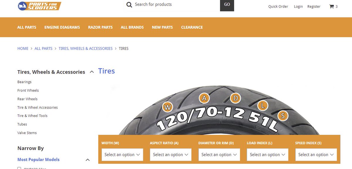 PFScooters's tweet photo. We've got a lot of tires to choose from so we just added a tool to the website to make it easy to find what you're looking for.  Now presenting the PartsForScooters Tire Finder!  Give it a shot!

https://t.co/VusRJ0Cc5k https://t.co/H43gqr7Jn3
