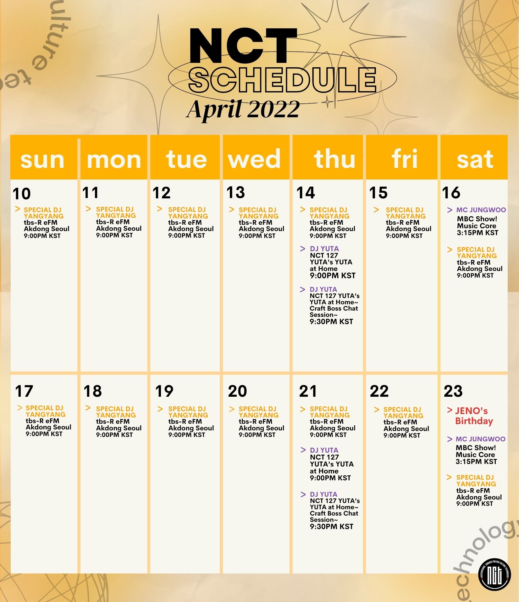 SM_NCT on Twitter "[!!!] NCT SCHEDULE April 8, 2022 🗓 🎤 NCT127 & 