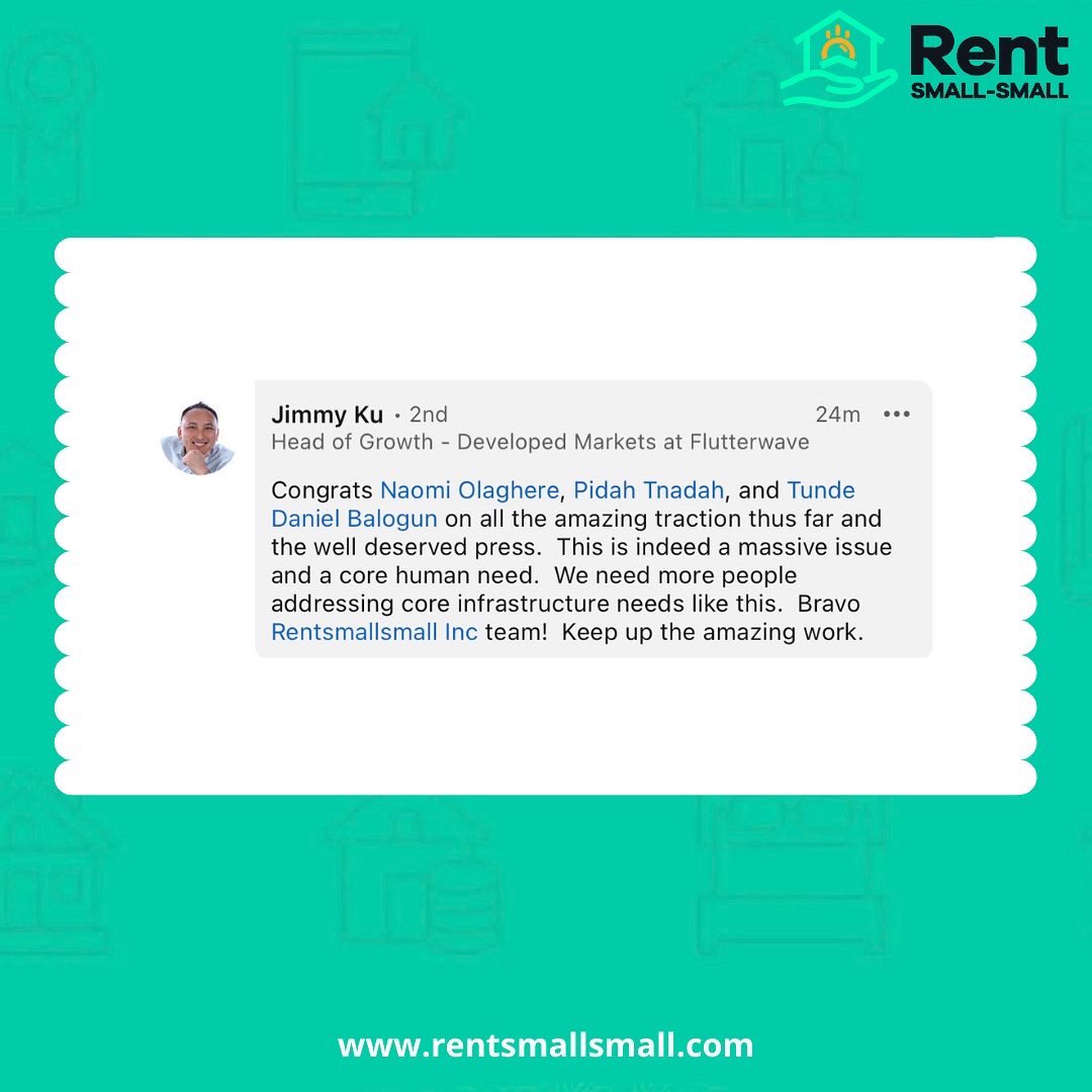 rentsmallsmall's tweet photo. Grateful to have the unwavering support of Our Advisors Sumil Sharma and Jimmy Ku 🙏🏽😊

@Techstars @theflutterwave https://t.co/9cFuUfdEtc