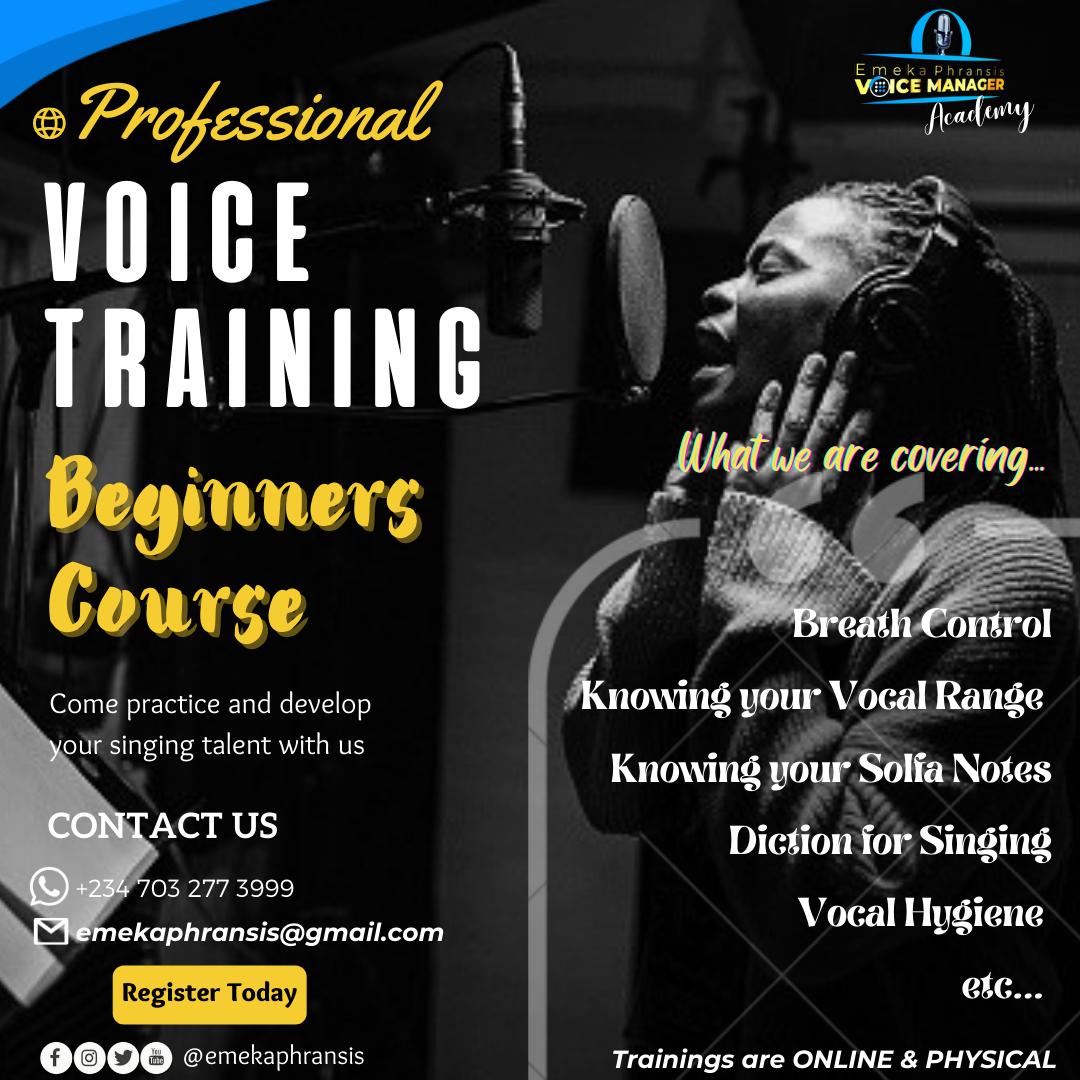 emekaphransis's tweet photo. Voice Training Beginners Course

ABOUT
The Beginners Course is designed to develop Singers with the foundational skills and techniques into professional Singing

THREAD https://t.co/LRvzna4z5x