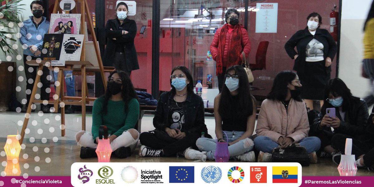 FundacionEsquel's tweet photo. 💪#SpotlightEC | 💜 #ConcienciaVioleta, #ParemosLasViolencias♀️
Killa Colectiva Feminista realizó cierre de su proyecto #YoImporto en #Azogues, se realizó como acto simbólico la lectura de testimonios anónimos de mujeres víctimas de violencia, los cuales fueron leídos por hombres https://t.co/j6T8PQzRhr