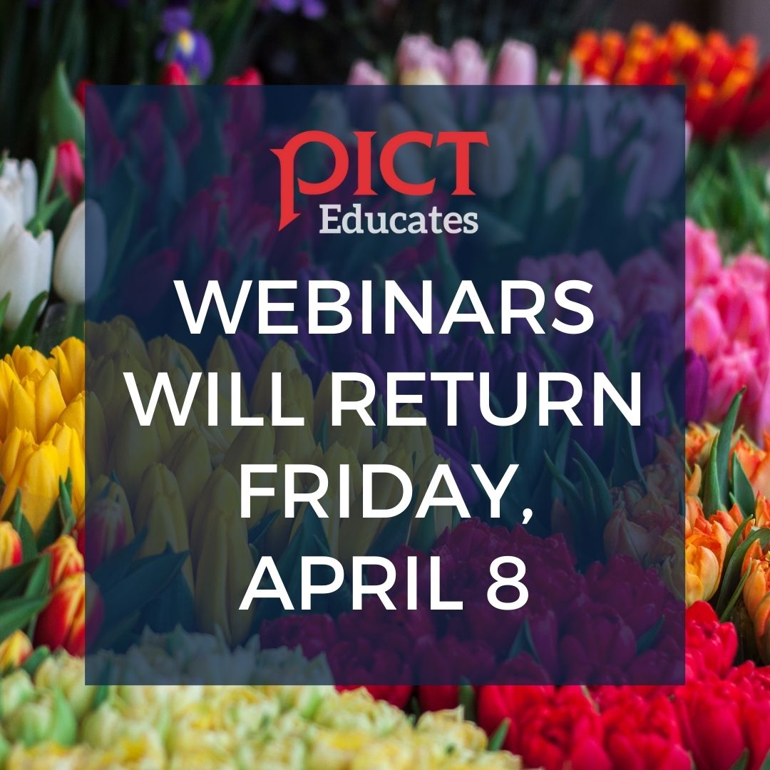 PICTTheatre's tweet photo. We're taking a Spring Break!

Tune in next Friday, April 8th for a new PICT Webinar series. Have a wonderful weekend! https://t.co/5y0bwqz43Q