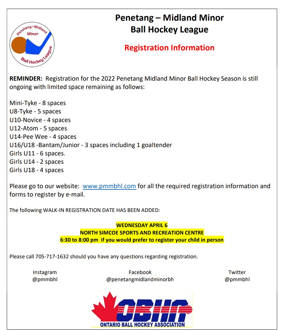 pmmbhl's tweet photo. FINAL IN PERSON REGISTRATION NOTICE.....please see below https://t.co/dsUQIEEcet