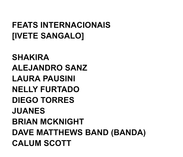 acervoisecl's tweet photo. [VOCÊ SABIA?] Ivete Sangalo tem diversos feats internacionais de sucesso, entre eles com Shakira, Alejandro Sanz, Nelly Furtado, Laura Pausini...

#IveteSangalo #IS #IESSI https://t.co/Mi6FAR2b8F